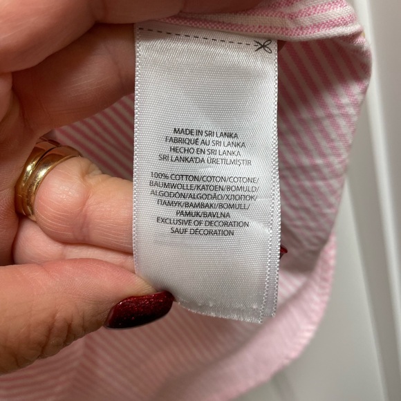 🩷 Vintage Ralph Lauren Sz Small White Pink Stripe Cuffed Button-Down Shirt Y2K - Picture 9 of 10